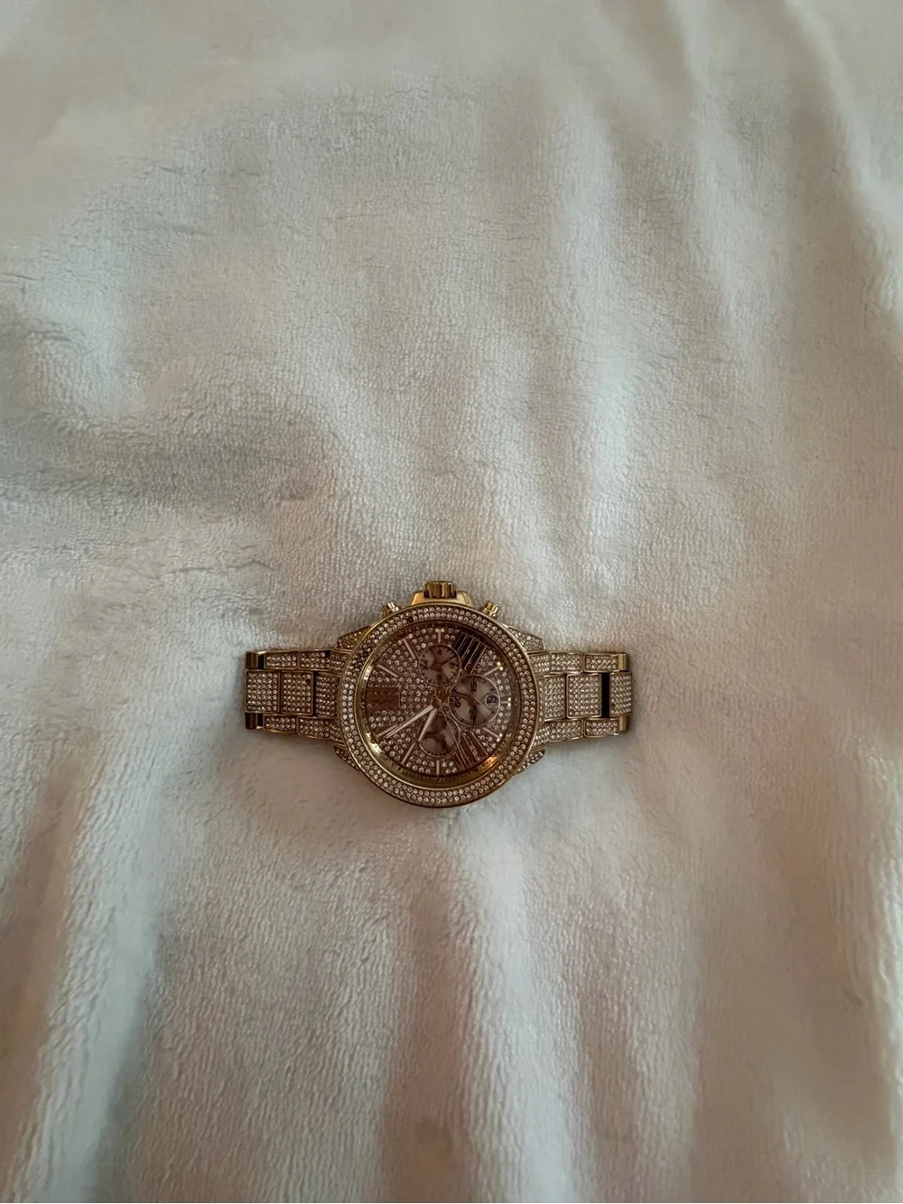 Gold Crystal Accent Women's Watch - Elegant Fashion Timepiece